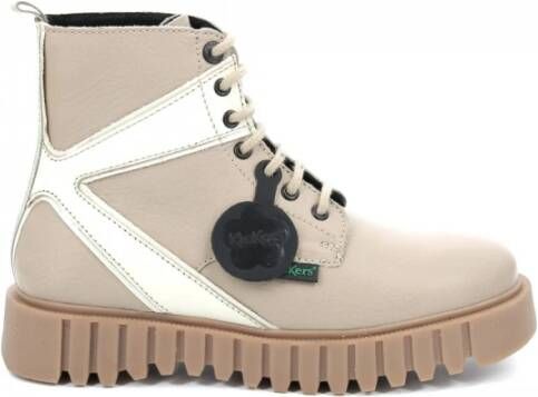 Kickers Kick Fabulous Lace up Boots , Beige, Dames