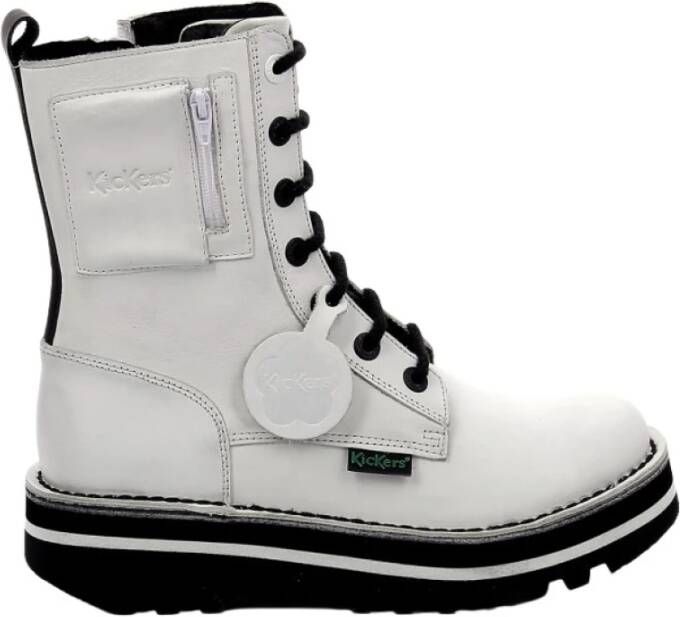 Kickers Kick Pocket Lace up Boots , Wit, Dames