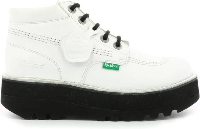 Kickers Kickplatform Lace up Boots , Wit, Dames