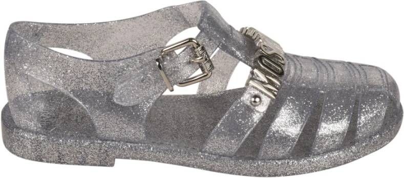 Moschino Platte sandalen , Grijs, Dames