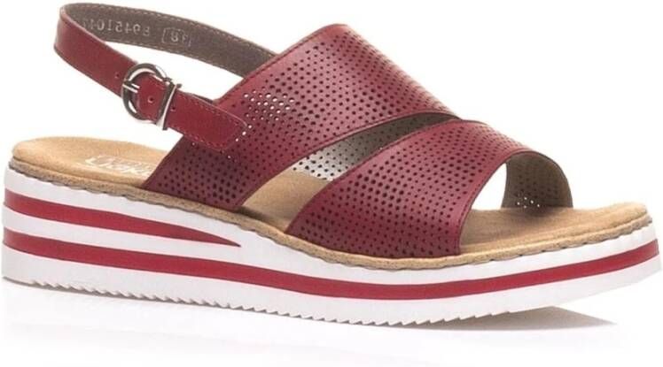 Rieker Flat Sandals , Rood, Dames