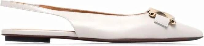 TOD'S Cuoio Flat 10K Baller. Ch cata el , Wit, Dames