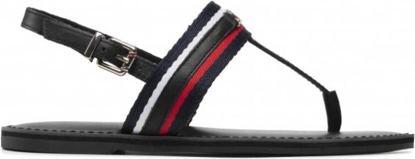 Tommy Hilfiger Bedrijfsth Webbing Flat Sandal Fw0Fw06543 BDS , Zwart, Dames