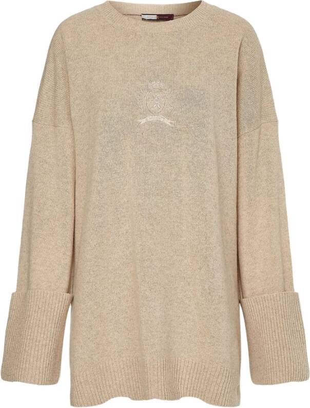 Tommy Hilfiger Ronde hals gekweek , Beige, Dames
