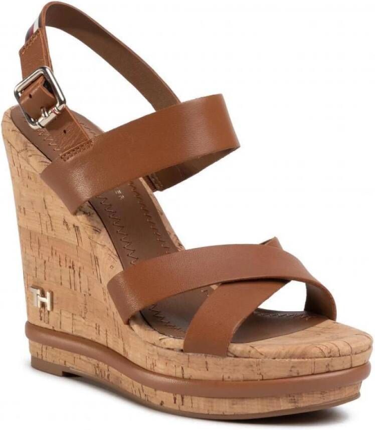 Tommy Hilfiger Wedge Sandelen , Bruin, Dames