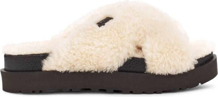 Ugg Fuzz Sugar Cross Slide in White,, Sustainable