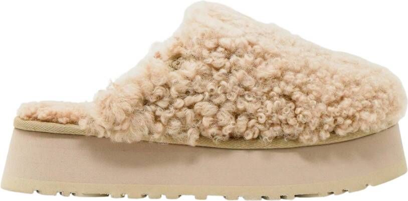 Ugg Maxi Curly Platform Slippers , Beige, Dames