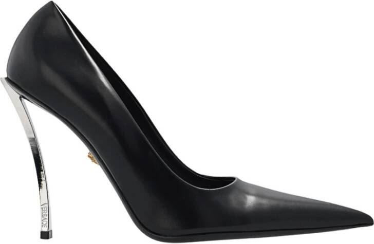 Versace Lederen stiletto pompen , Zwart, Dames