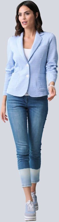alba moda Blazer van sportief seersucker materiaal Lichtblauw/Wit