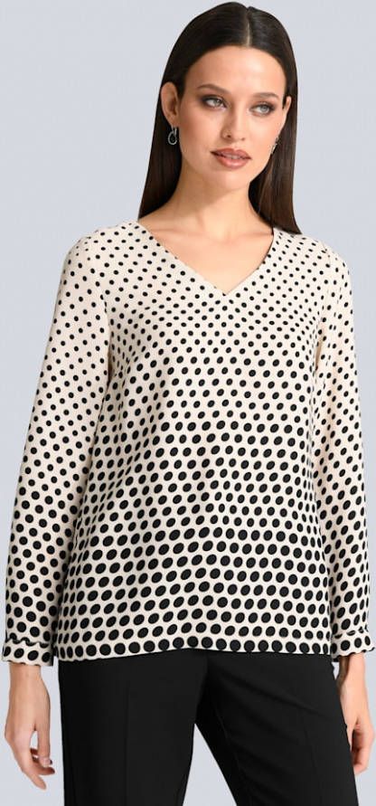 alba moda Blouse in licht getailleerd model Ecru/Zwart