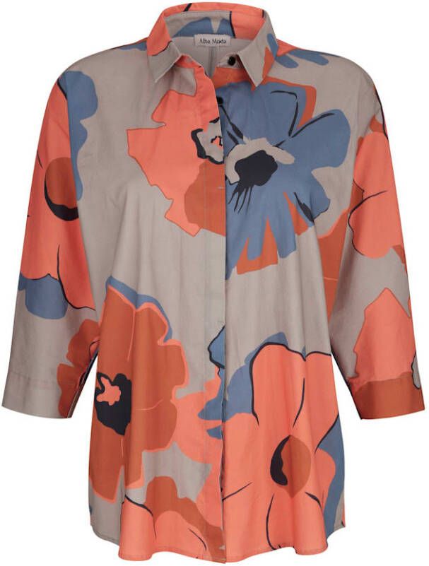 alba moda Blouse in oversized model Koraal/Taupe/Blauw
