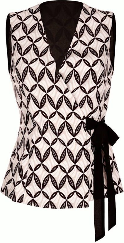 alba moda Blouse in wikkellook Taupe/Zwart/Offwhite