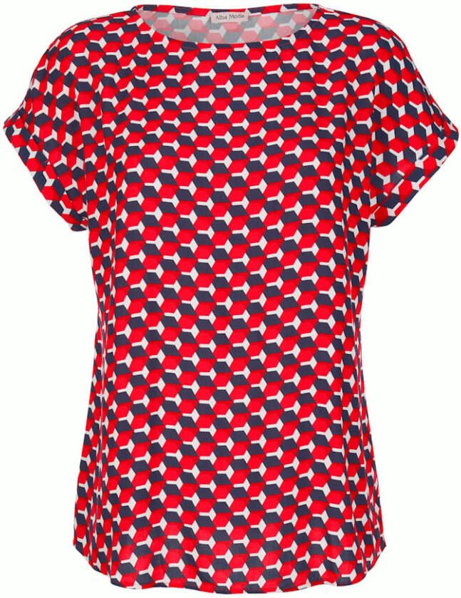 alba moda Blouse Marine/Rood/Offwhite