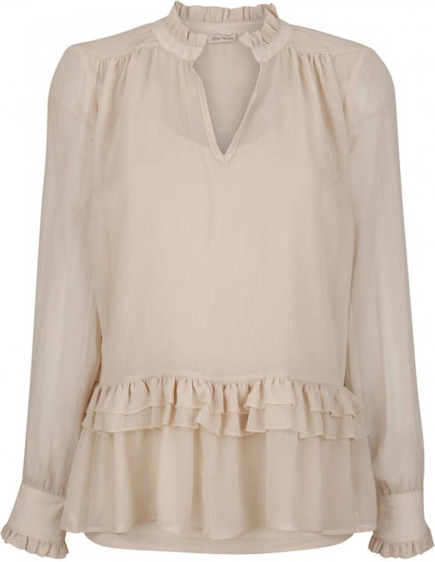 alba moda Blouse van transparant crinklemateriaal van chiffon Taupe