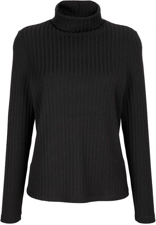 alba moda Colshirt van geribd materiaal Zwart