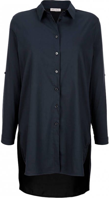 alba moda Lange blouse van een materialenmix Marine