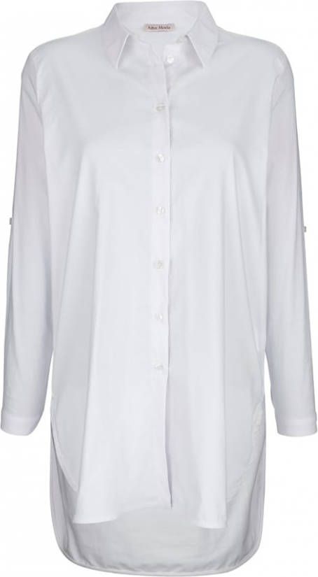 alba moda Lange blouse van een materialenmix Wit