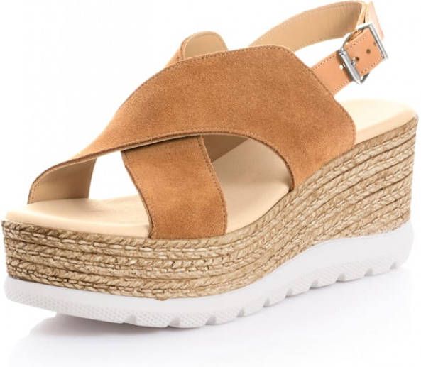 alba moda Sandaaltje van rundersuède Cognac