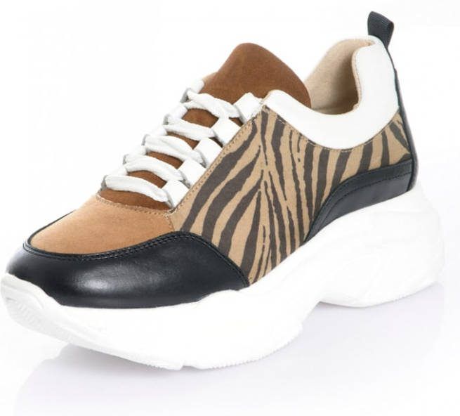 alba moda Sneaker van textiel Bruin/Zwart