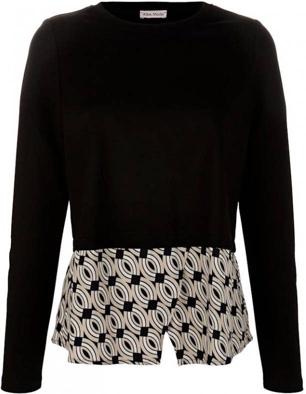 alba moda Sweatshirt van een materialenmix Zwart/Taupe/Beige