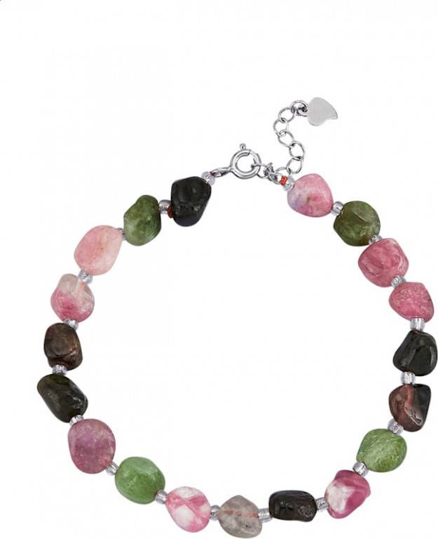 KLiNGEL Collier van multicolor toermalijnen en glaskralen Multicolor