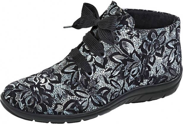 Naturläufer Veterlaarsje van zacht leer Zwart/Zilverkleur/Zilvergrijs