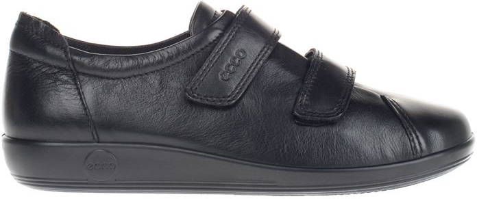 Ecco Comfort Soft 2.0 leren klittenbandschoenen zwart