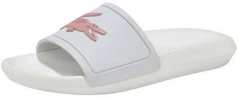 Lacoste Croco Slide 119 badslippers wit/roze