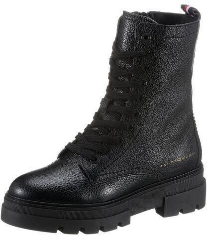 Tommy Hilfiger Zwarte Veterboots Monochromatic Lace Up Boot