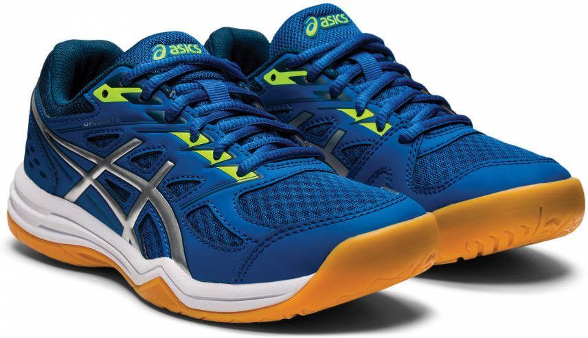 ASICS Upcourt 4 zaalsportschoenen kobaltblauw/zilver/geel kids