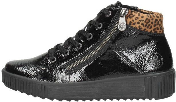 Rieker Dames Veterschoenen Zwartlak