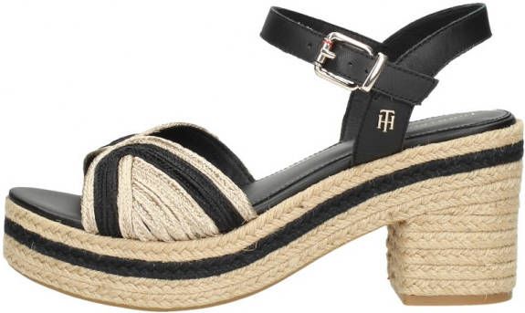 Tommy Hilfiger TH Artisanal Mid Heel Sandal sandalettes zwart/goud