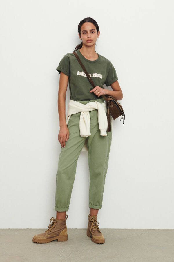 BA&SH Dewis high waist tapered fit cropped cargobroek in linnenblend