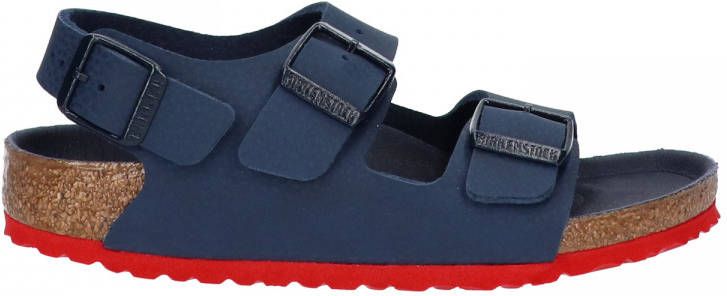 Birkenstock Milano desert soil blue red birko flor kids narrow