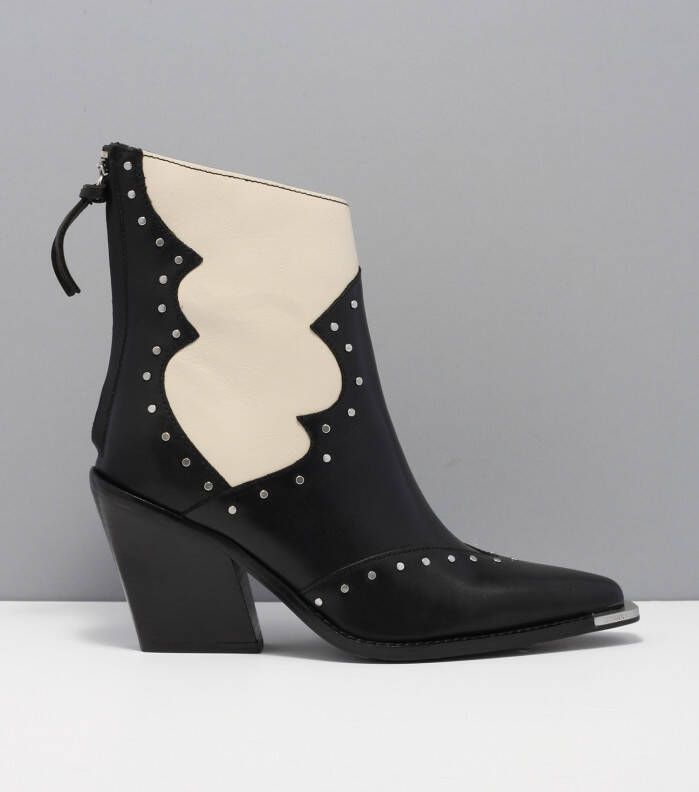 Bronx New Kole Studs leren enkellaarzen zwart/camel