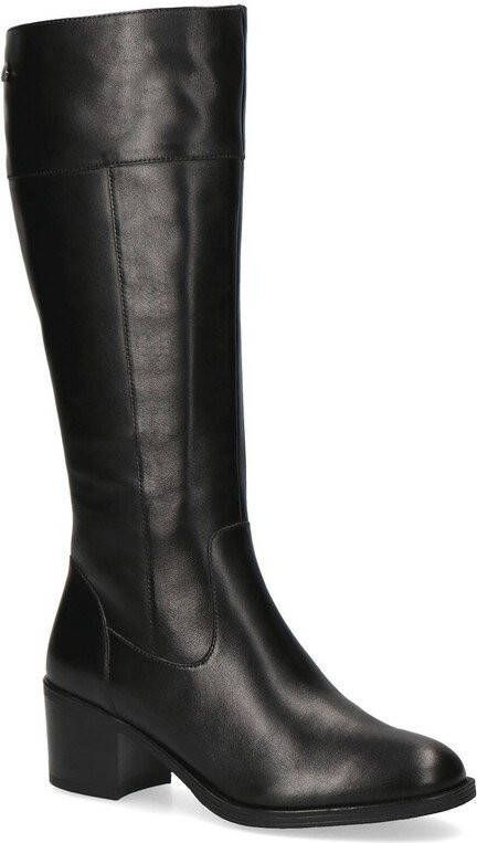 CAPRICE Dames hoge laarzen zonder hak Airmotion van leer tot knie breedte G, Black Com., 38.5 EU