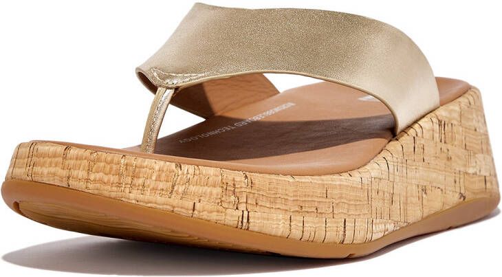 FitFlop F mode leather/cork flatform toe post sandals