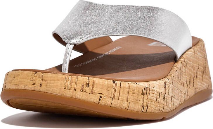 FitFlop F mode leather/cork flatform toe post sandals