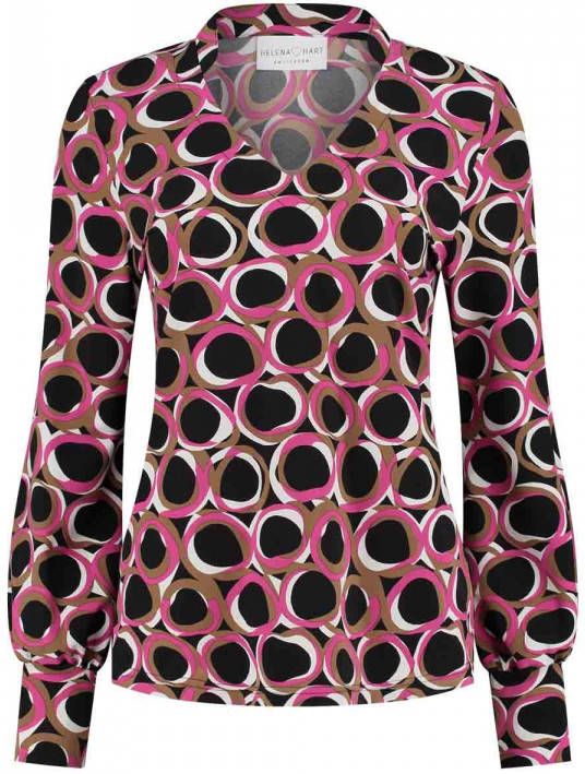 Helena Hart Goldie printo circa fuchsia blouse , Zwart, Dames