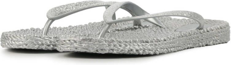 Ilse Jacobsen Hornbæk Glitter flip flop in gewaad geweven blik , Grijs, Dames