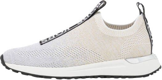 Michael Kors Bodie logo reliëf rek gebreide slip on sneakers , Beige, Dames