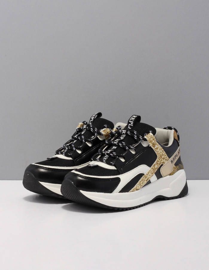 REPLAY Comet JR sneakers zwart/goud/panterprint