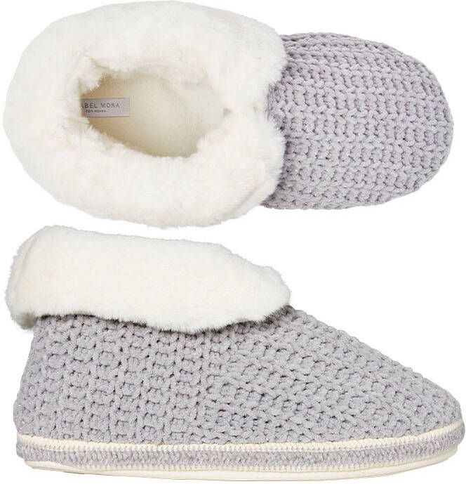 Ysabel Mora Pantoffels dames blauw geweven | hielslippers extra zacht