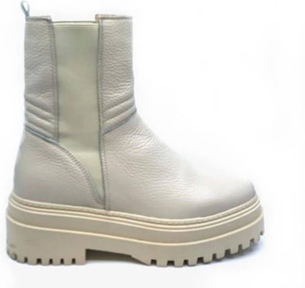 PS Poelman Azra leren chelsea boots off white
