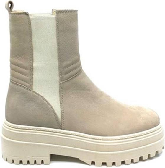 PS Poelman Azra leren chelsea boots beige