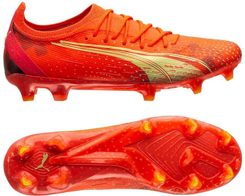 PUMA Ultra Ultimate Gras/Kunstgras Voetbalschoenen(MG)Oranje Lichtgroen