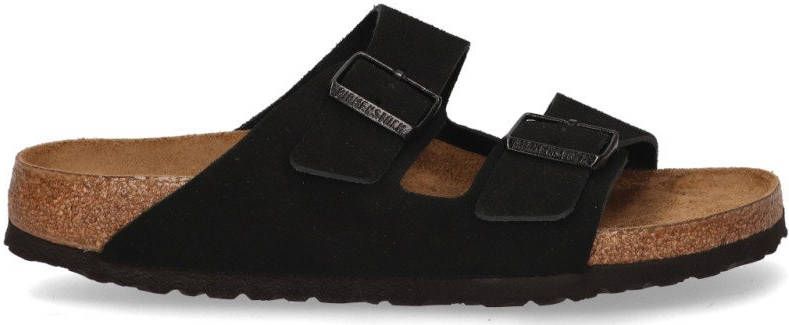 Birkenstock Arizona Soft Footbed Suede Leather Sandals , Zwart, Dames