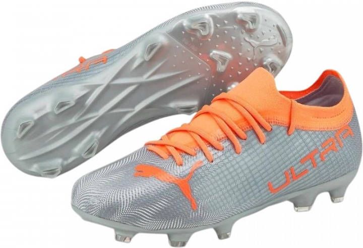 PUMA Ultra 2.4 Gras/Kunstgras Voetbalschoenen(MG)Kids Zilver Oranje
