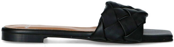 Manfield gevlochten slippers zwart