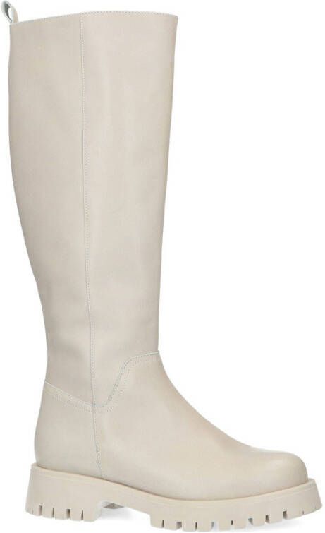 Manfield hoge leren laarzen off white